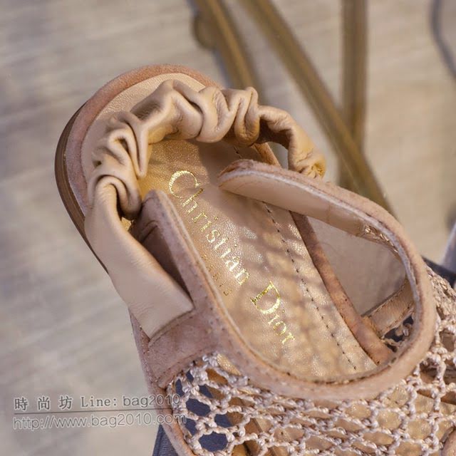 DIOR女鞋 迪奧2021專櫃新款平底尖頭涼鞋 Dior網狀鏤空靴  naq1471